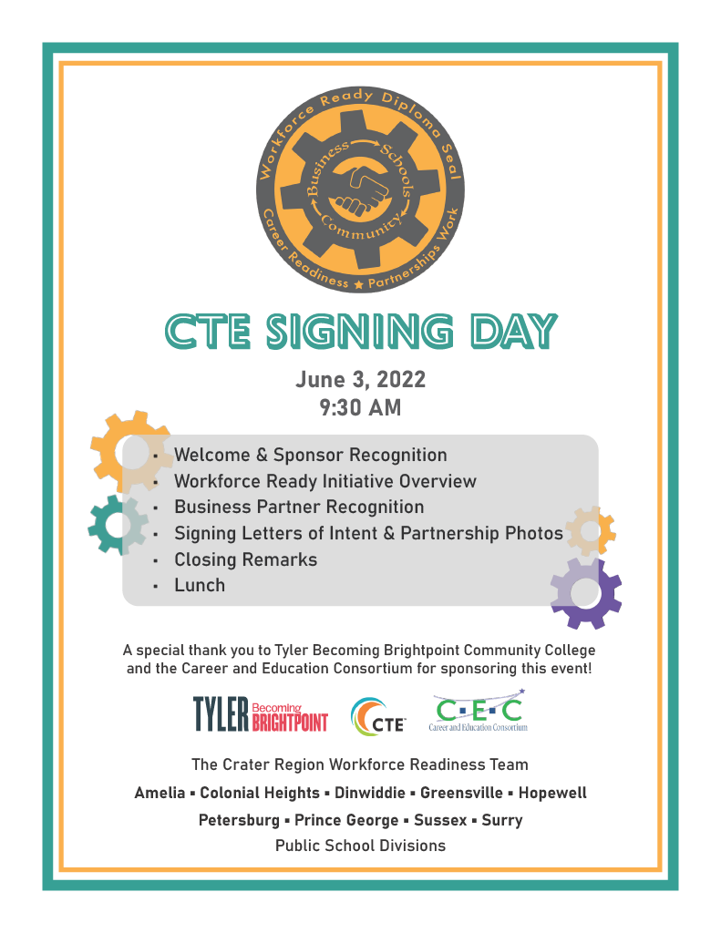 Signing day flyer with events for the day and sponsors listed